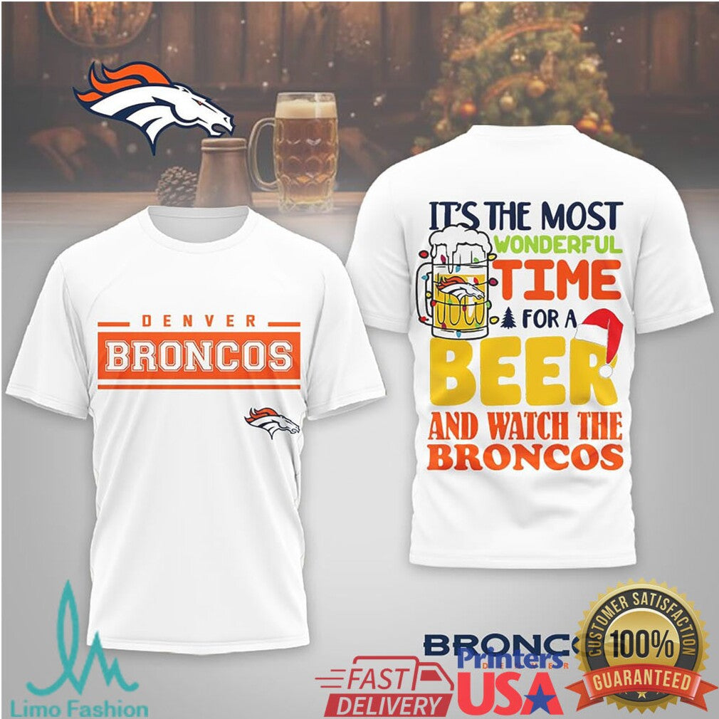 Denver Broncos Holiday Beer & Watch The Game Graphic Shirt - Limotees LLC