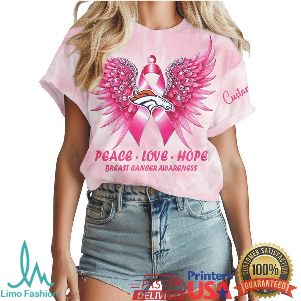 Denver Broncos Hope For A Cure Breast Cancer Awareness Pink Tee - Limotees LLC