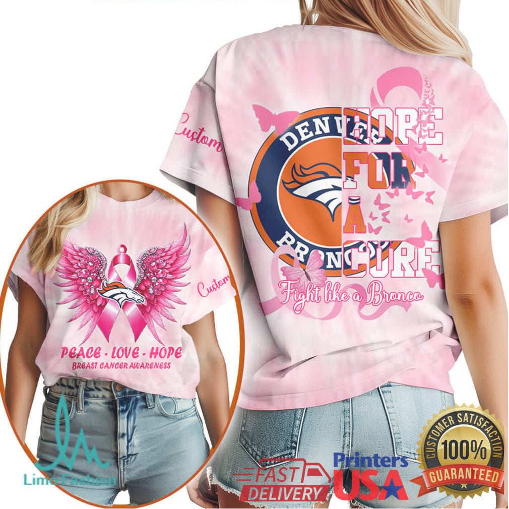 Denver Broncos Hope For A Cure Breast Cancer Awareness Pink Tee - Limotees LLC