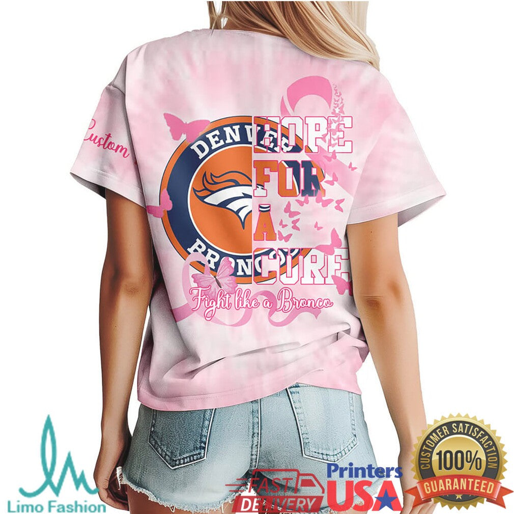 Denver Broncos Hope For A Cure Breast Cancer Awareness Pink Tee - Limotees LLC