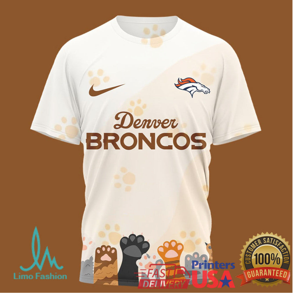 Denver Broncos International Cat Day Paw Print 3D Jersey Shirt - Limotees LLC