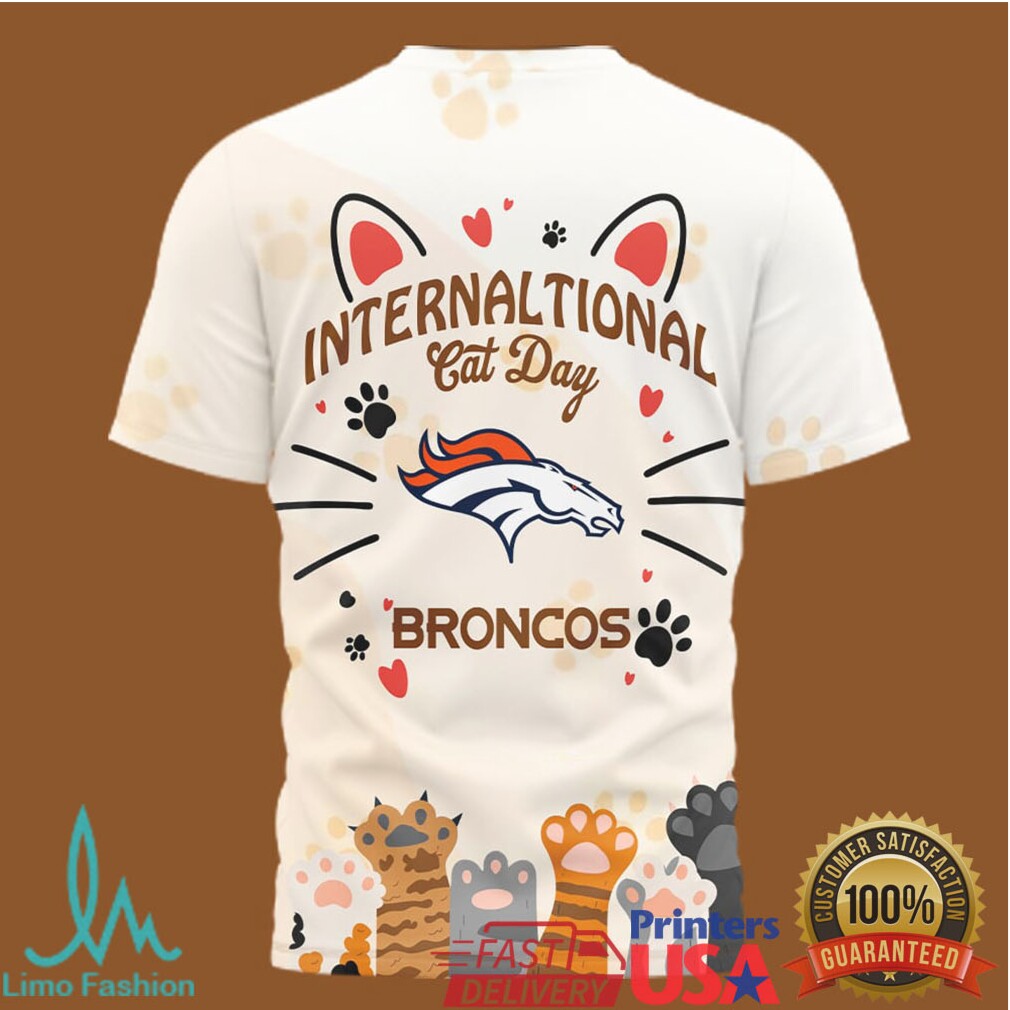 Denver Broncos International Cat Day Paw Print 3D Jersey Shirt - Limotees LLC
