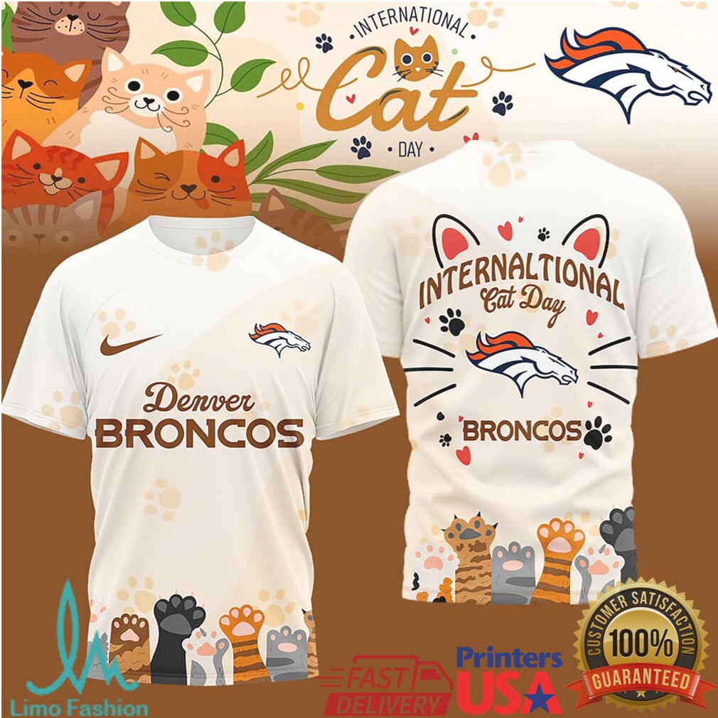 Denver Broncos International Cat Day Paw Print 3D Jersey Shirt - Limotees LLC