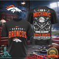 Denver Broncos Mechanic Skull Running Through My Veins T Shirt - Limotees LLC