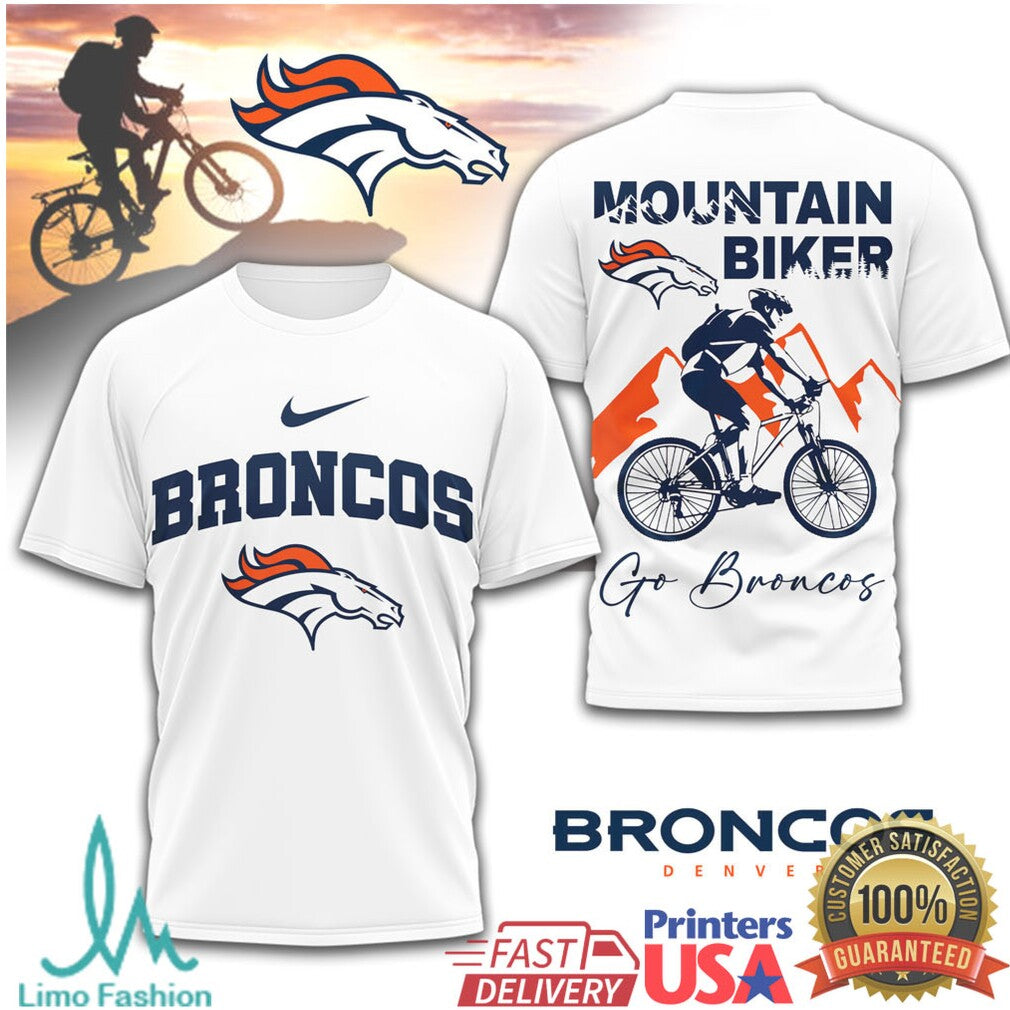Denver Broncos Mountain Biking Design T Shirt Go Broncos Apparel - Limotees LLC