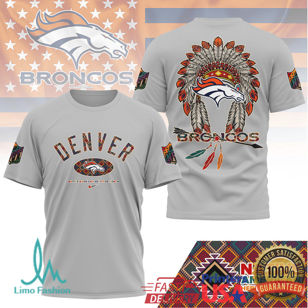 Denver Broncos Native American Heritage Month T Shirt Headdress Design - Limotees LLC
