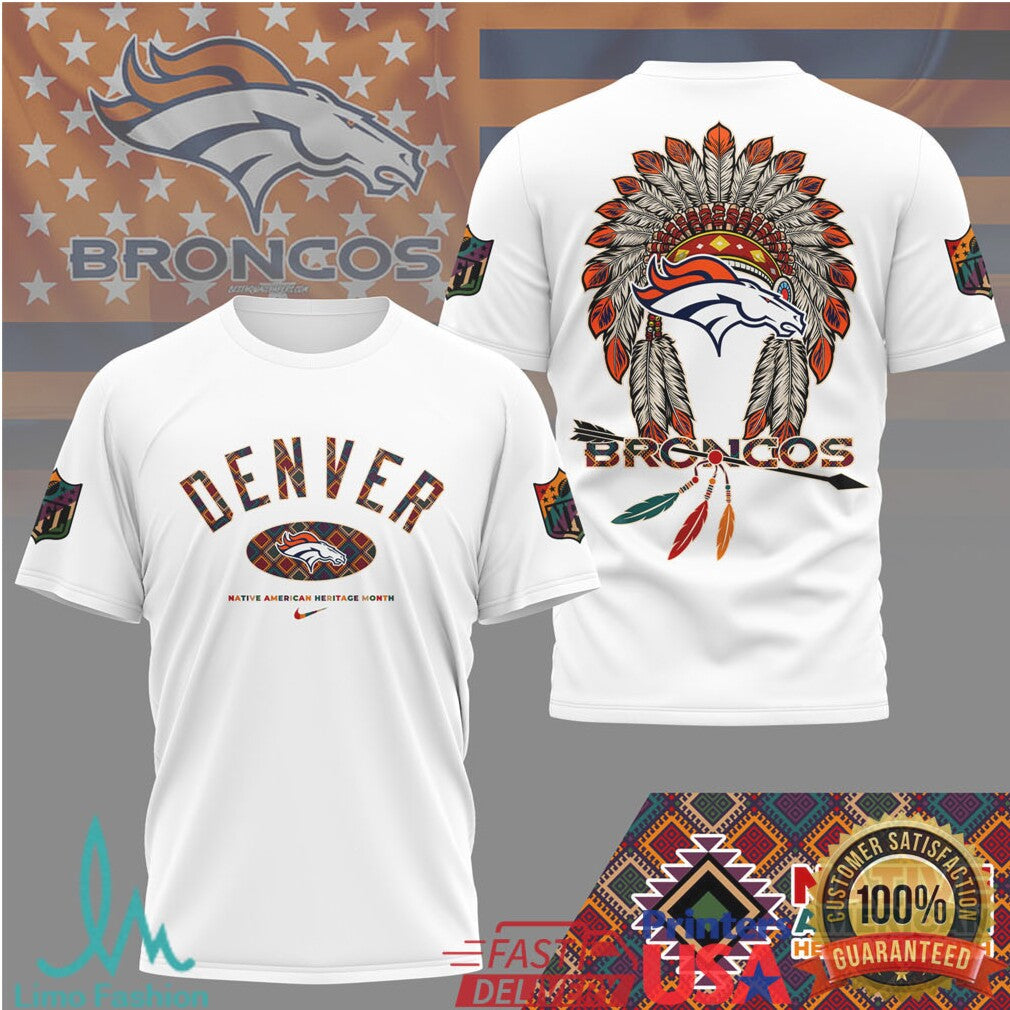 Denver Broncos Native American Heritage Month T Shirt Headdress Design - Limotees LLC