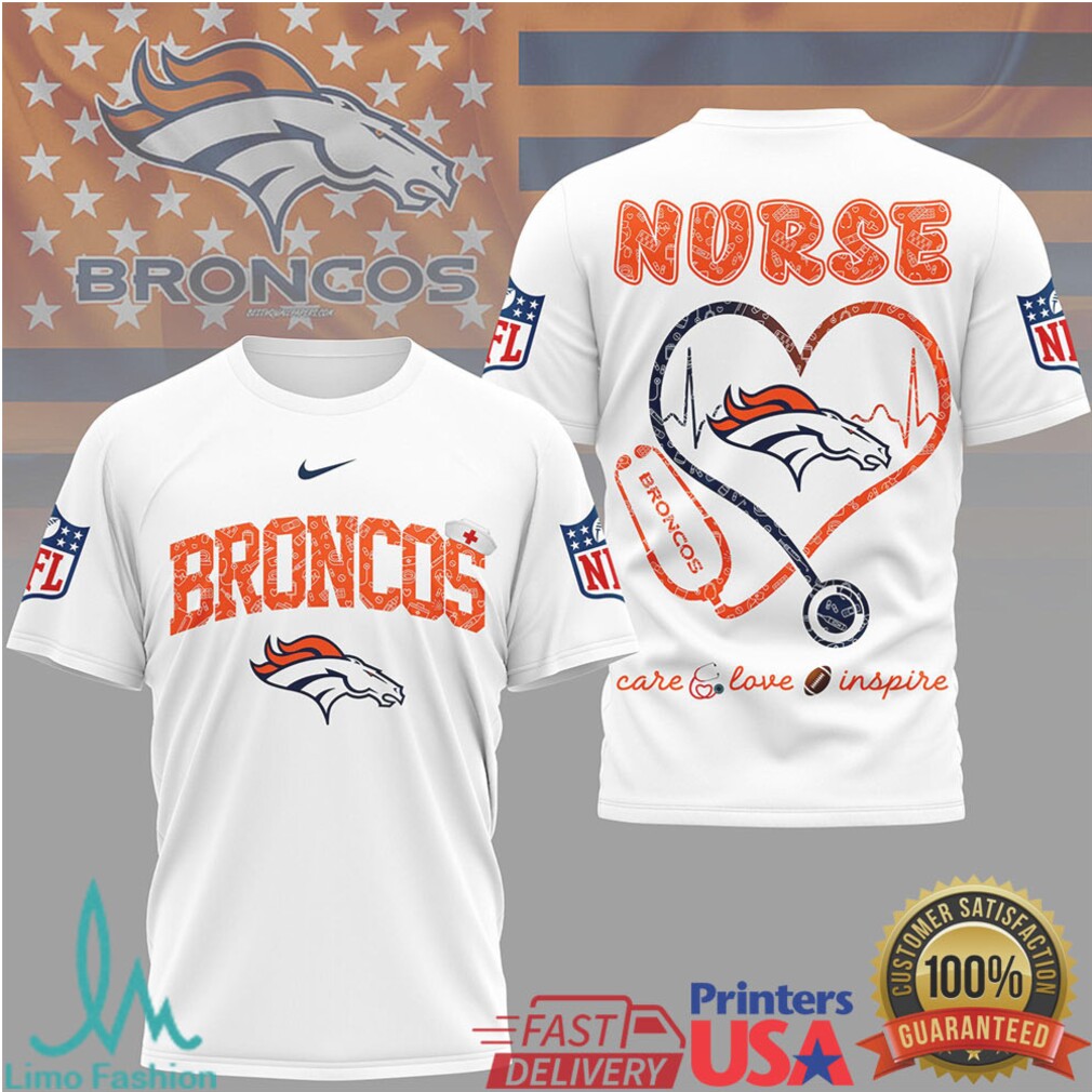 Denver Broncos Nurse Stethoscope Heartbeat NFL Football T Shirt - Limotees LLC