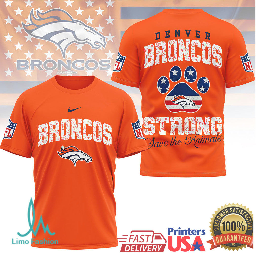 Denver Broncos Official NFL Save The Animals Fan 3D Shirt - Limotees LLC