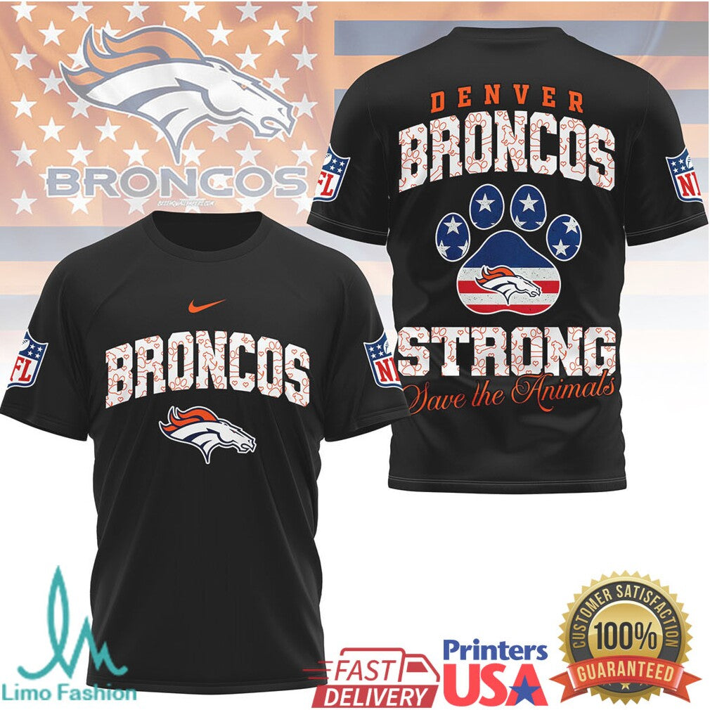 Denver Broncos Official NFL Save The Animals Fan 3D Shirt - Limotees LLC