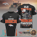Denver Broncos Old Trucker Skull Forever Fan Graphic T Shirt - Limotees LLC