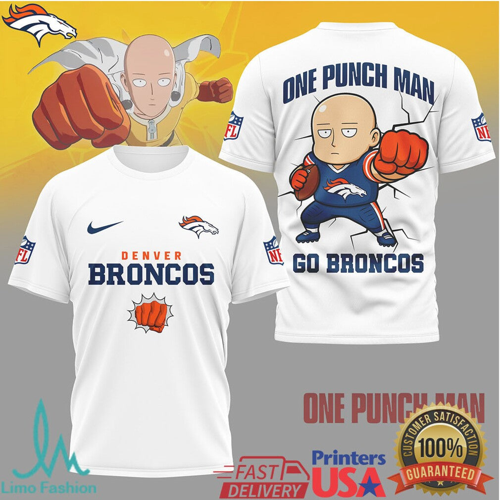 Denver Broncos One Punch Man Saitama Anime Sports T Shirt - Limotees LLC