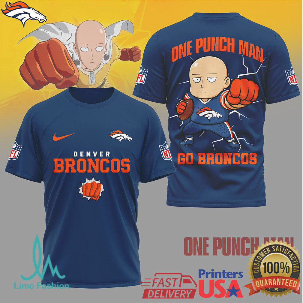 Denver Broncos One Punch Man Saitama Anime Sports T Shirt - Limotees LLC