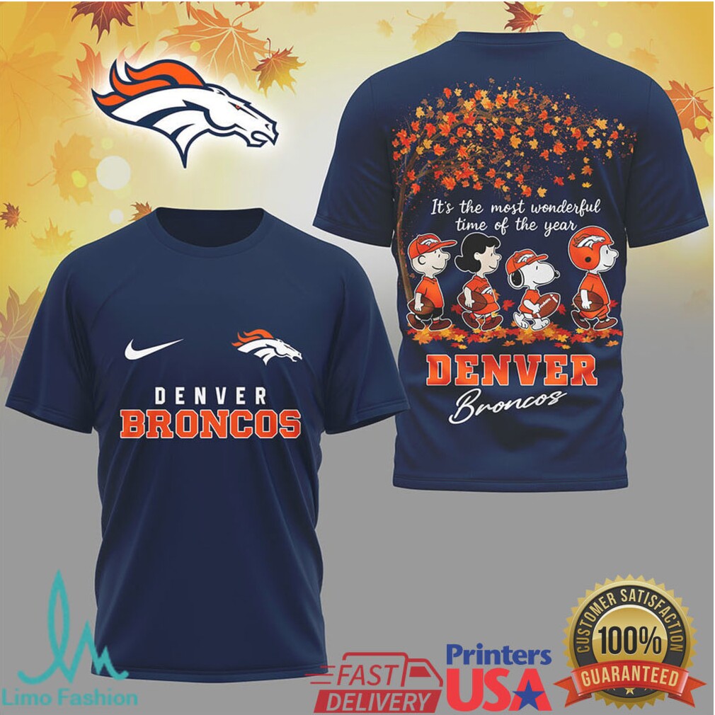 Denver Broncos Peanuts Snoopy Most Wonderful Time Of Year T Shirt - Limotees LLC
