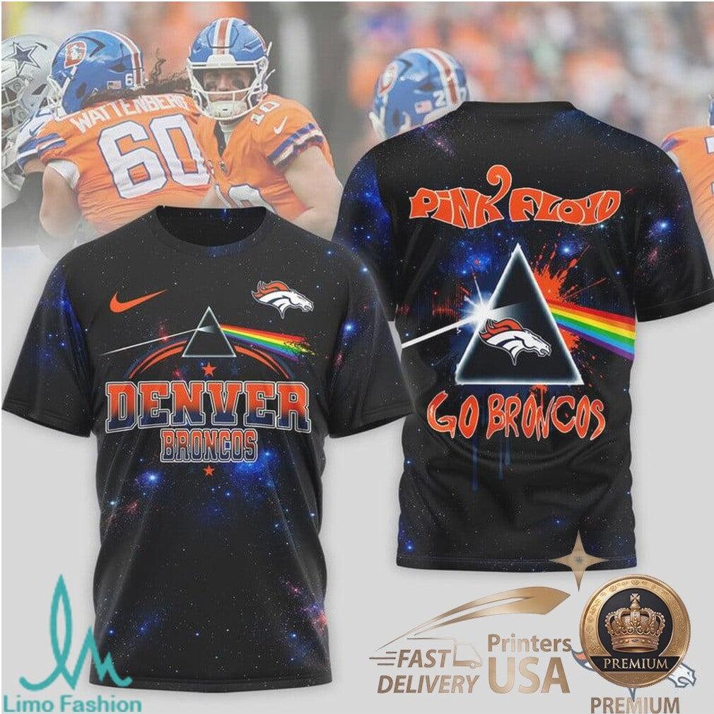 Denver Broncos Pink Floyd Cosmic Prism Fan T Shirt - Limotees LLC