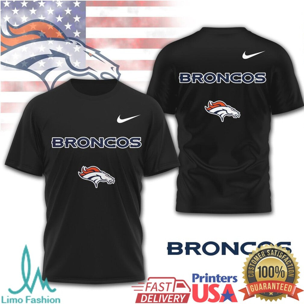 Denver Broncos Proud Mechanic Skull USA Flag T Shirt - Limotees LLC
