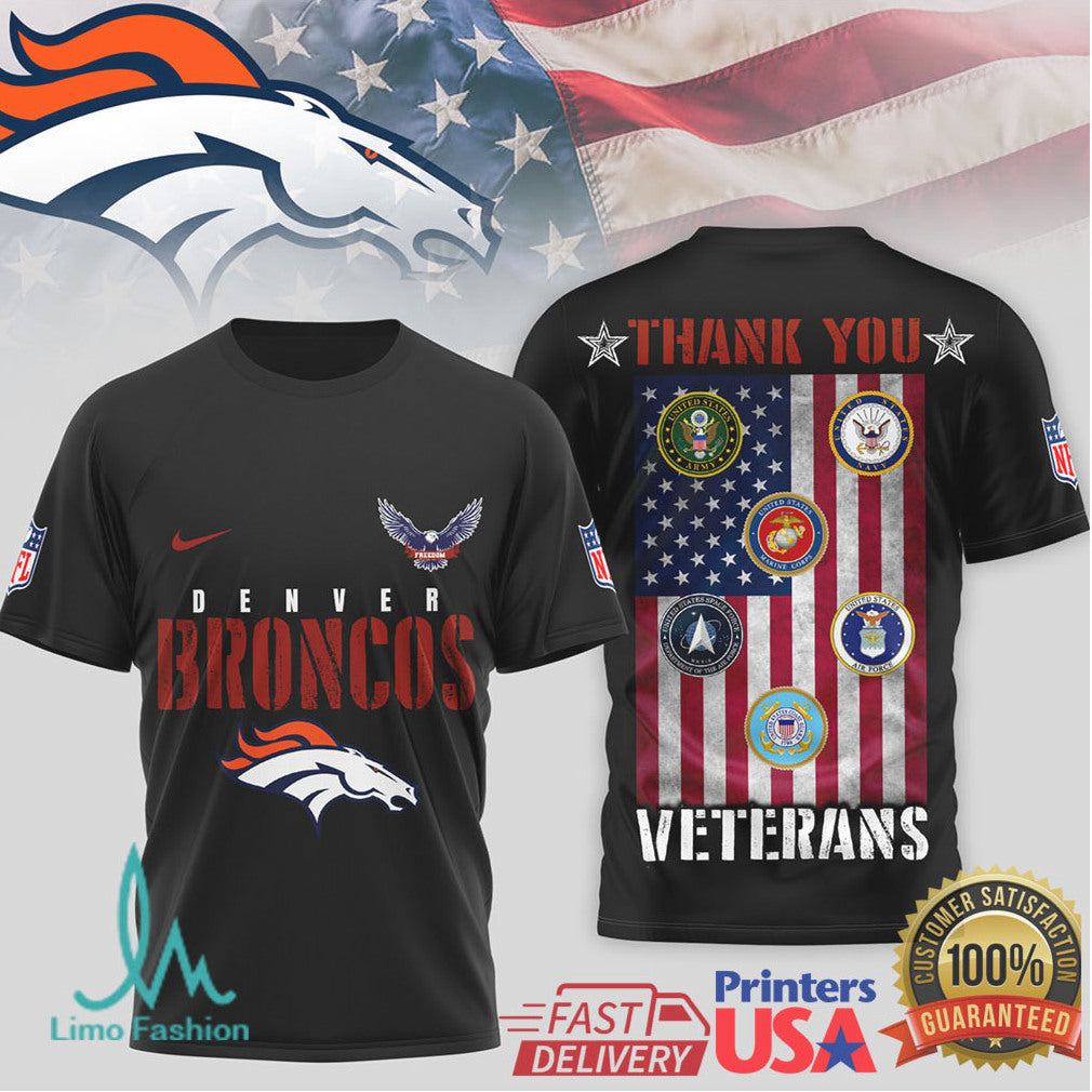 Denver Broncos Salute to Service Veterans Thank You T Shirt - Limotees LLC