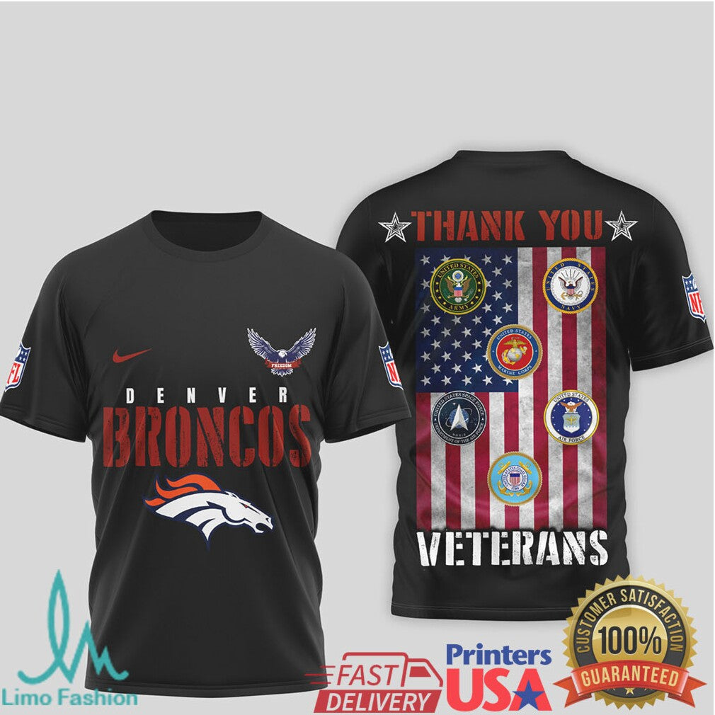 Denver Broncos Salute to Service Veterans Thank You T Shirt - Limotees LLC