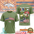 Denver Broncos Snoopy Peanuts 250th Anniversary Military Green T Shirt - Limotees LLC