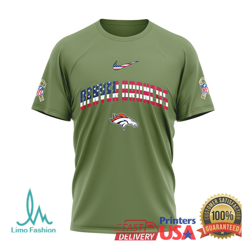 Denver Broncos Snoopy Peanuts 250th Anniversary Military Green T Shirt - Limotees LLC
