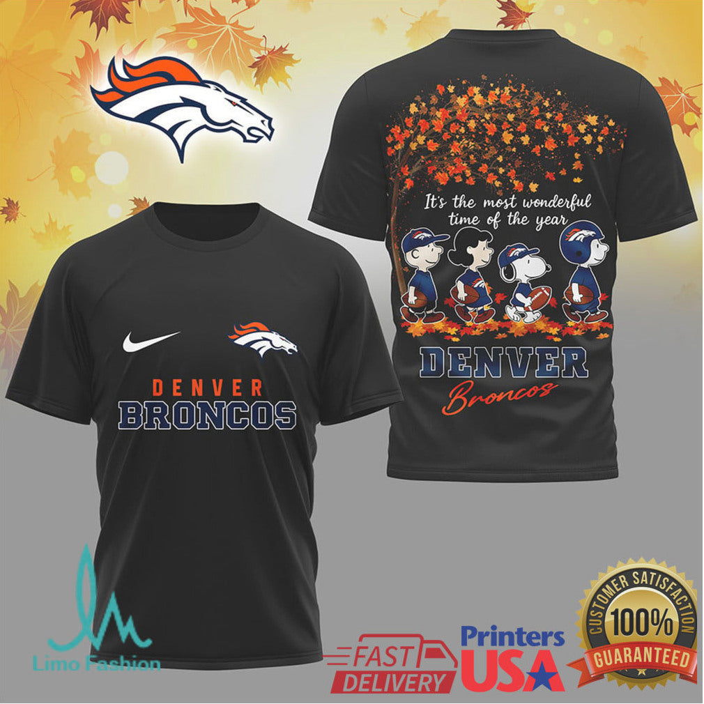Denver Broncos Snoopy Peanuts Fall Autumn Football Tshirt - Limotees LLC
