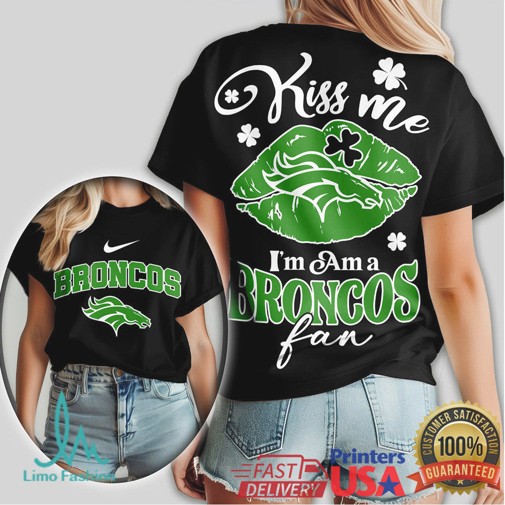 Denver Broncos St. Patrick'S Day Shamrock Lips Fan Tshirt - Limotees LLC