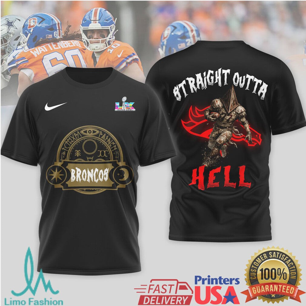 Denver Broncos Straight Outta Hell Pyramid Head Football Shirt - Limotees LLC