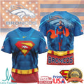 Denver Broncos Superman Mashup Performance T Shirt NFL Hero Series - Limotees LLC