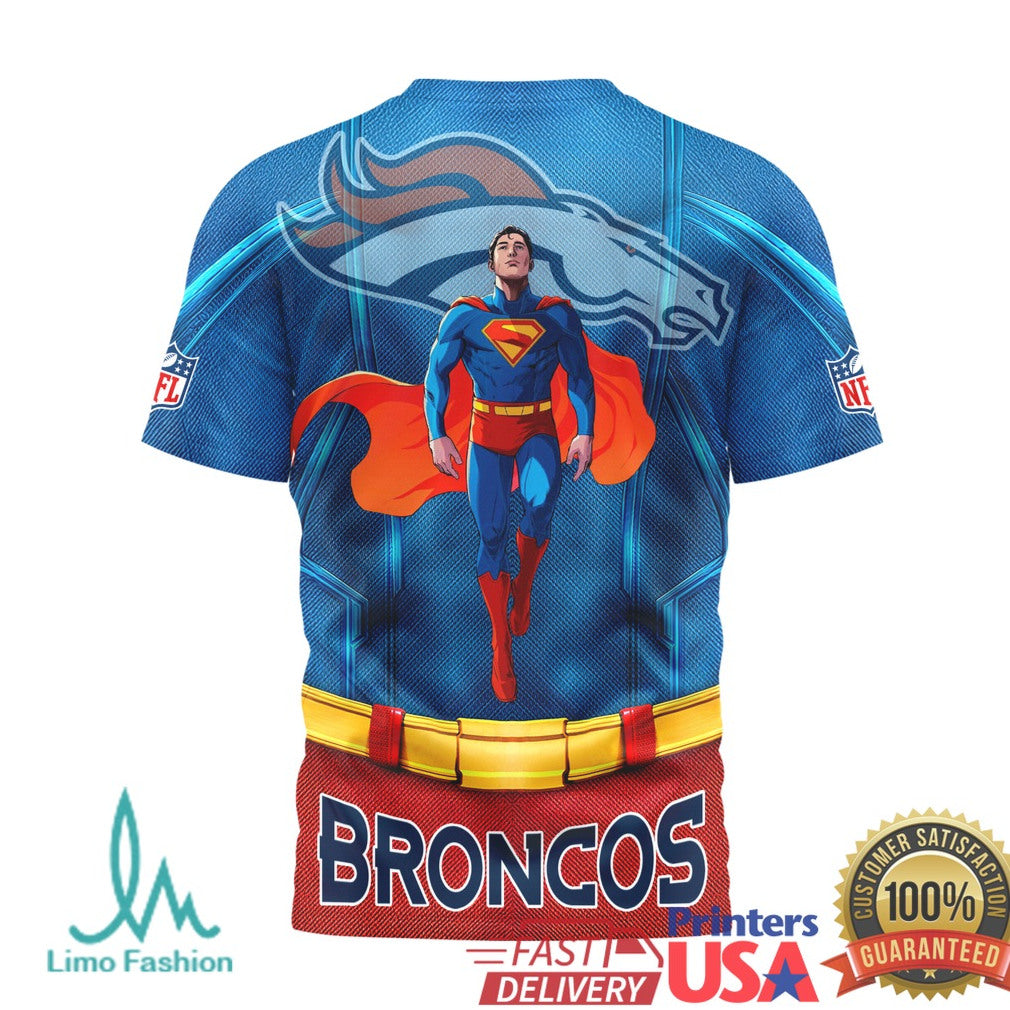 Denver Broncos Superman Mashup Performance T Shirt NFL Hero Series - Limotees LLC