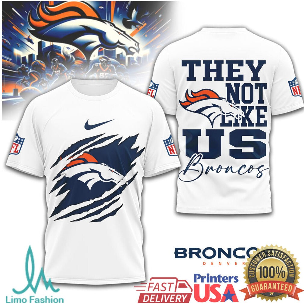 Denver Broncos “They Not Like Us” Mile High Rip Design Tee - Limotees LLC