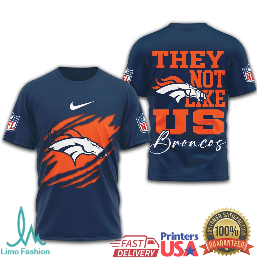 Denver Broncos “They Not Like Us” Mile High Rip Design Tee - Limotees LLC