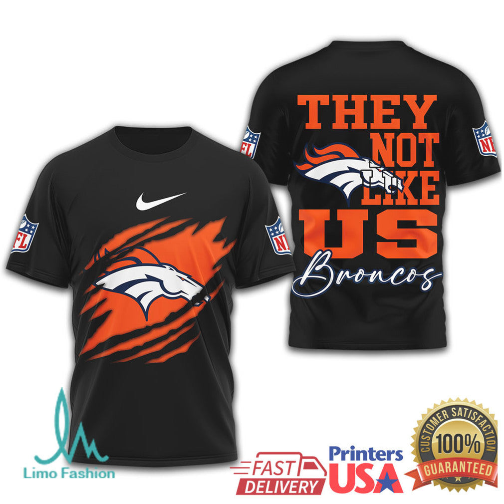 Denver Broncos “They Not Like Us” Mile High Rip Design Tee - Limotees LLC