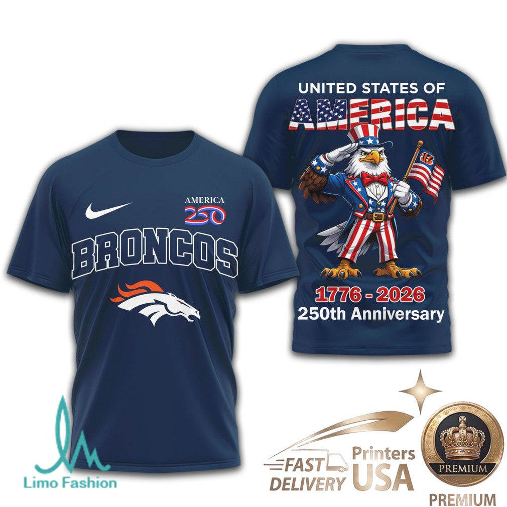 Denver Broncos USA 250th Anniversary Eagle Patriotic T Shirt - Limotees LLC