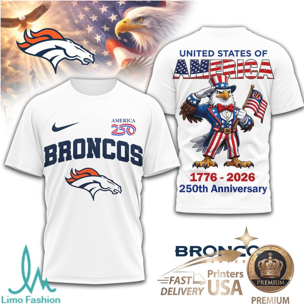Denver Broncos USA 250th Anniversary Eagle Patriotic T Shirt - Limotees LLC