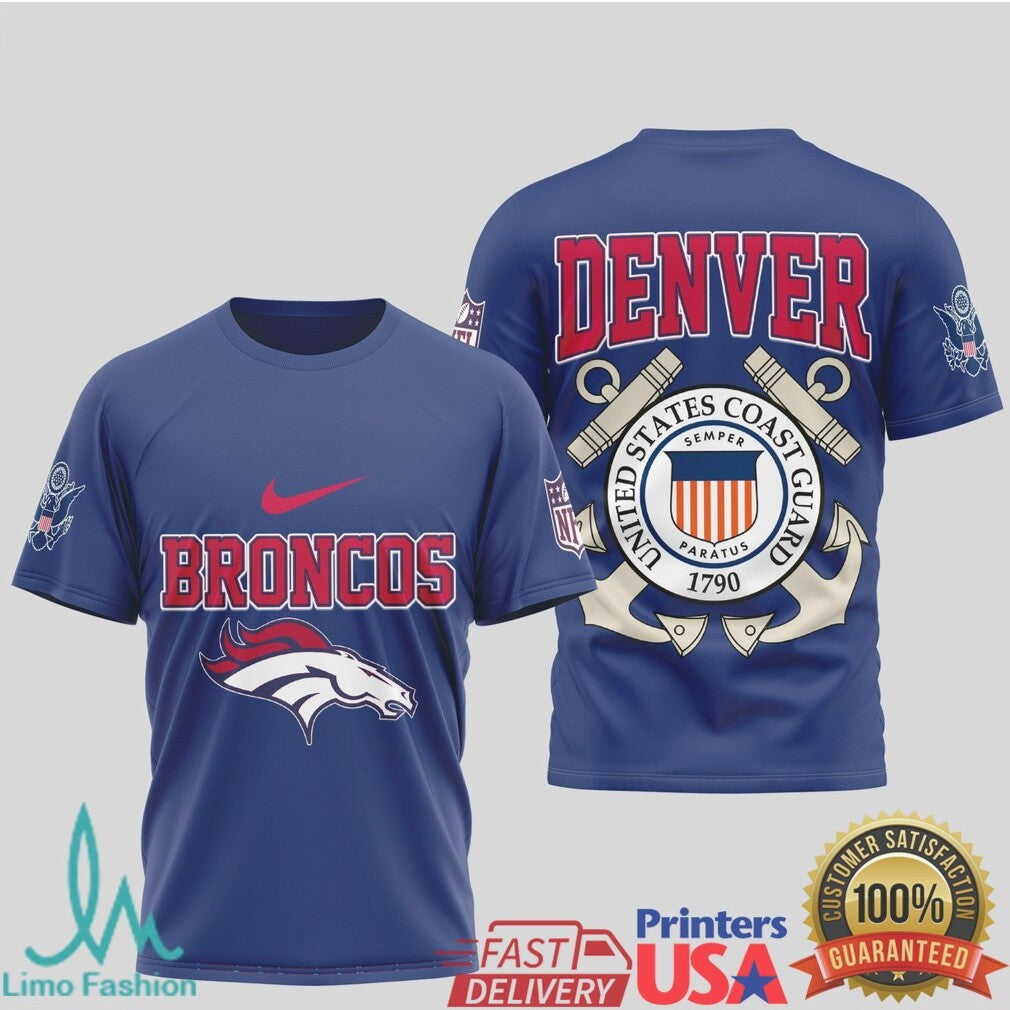 Denver Broncos United States Coast Guard Military Appreciation T Shirt - Limotees LLC