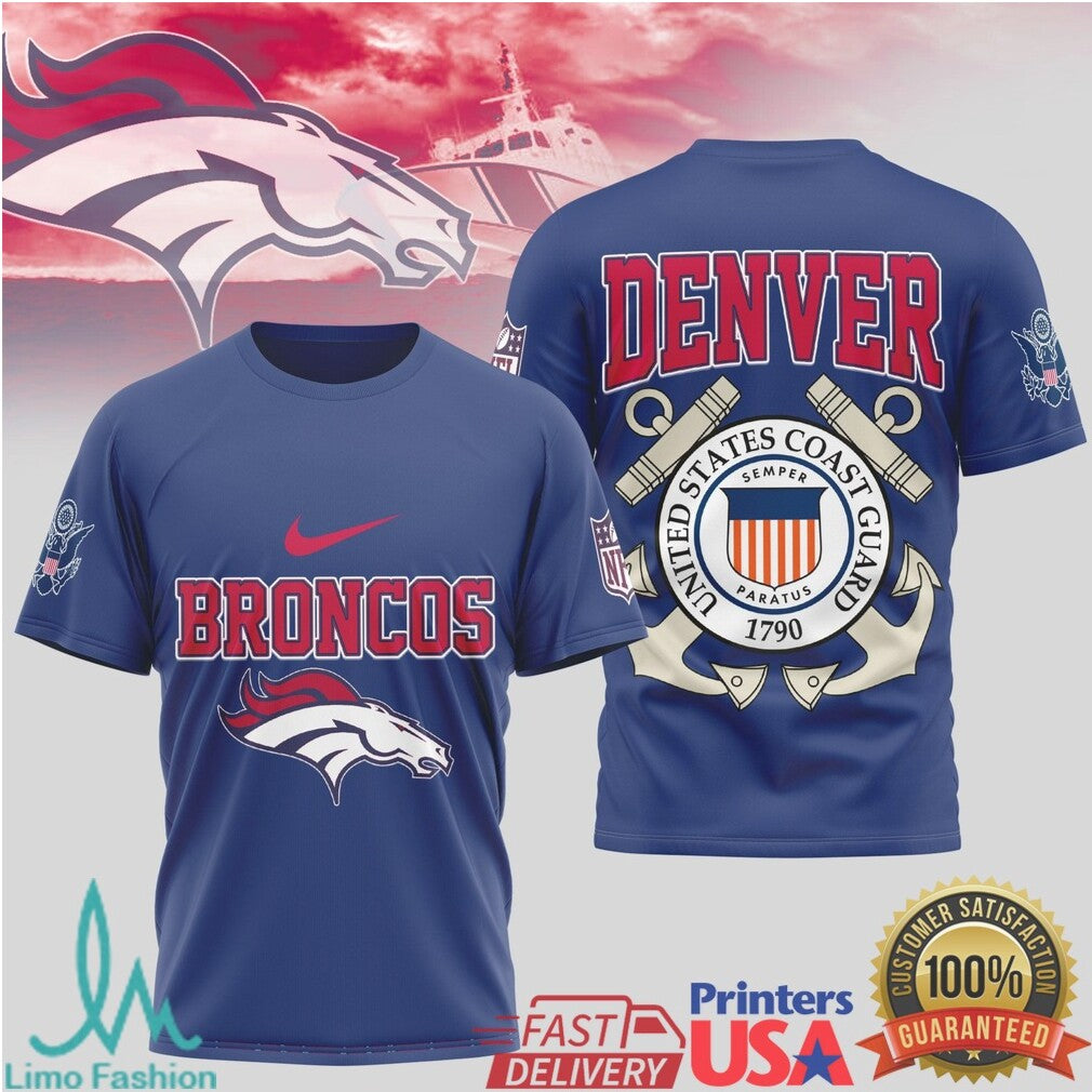 Denver Broncos United States Coast Guard Military Appreciation T Shirt - Limotees LLC