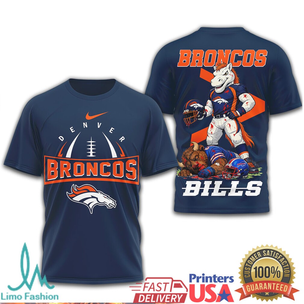 Denver Broncos vs. Buffalo Bills Mascot Showdown Graphic T Shirt - Limotees LLC