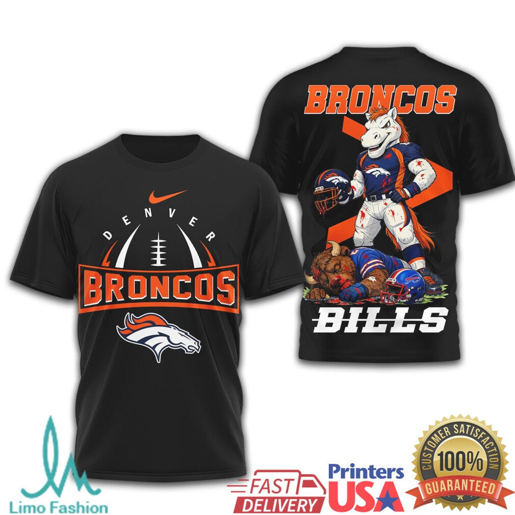 Denver Broncos vs. Buffalo Bills Mascot Showdown Graphic T Shirt - Limotees LLC