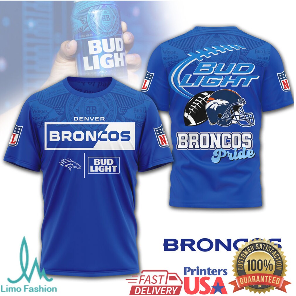 Denver Broncos x Bud Light Pride Orange & Blue Fan Gear T Shirt - Limotees LLC