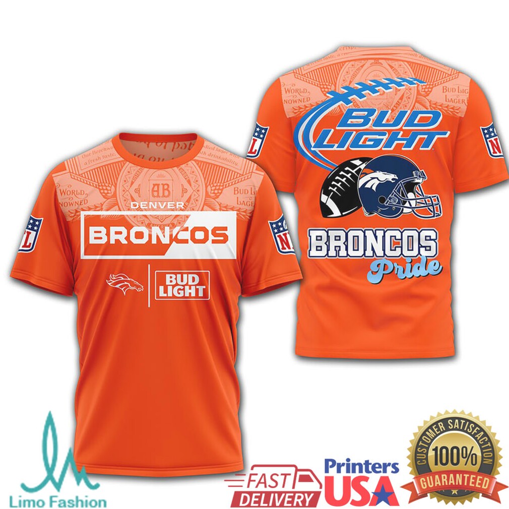 Denver Broncos x Bud Light Pride Orange & Blue Fan Gear T Shirt - Limotees LLC