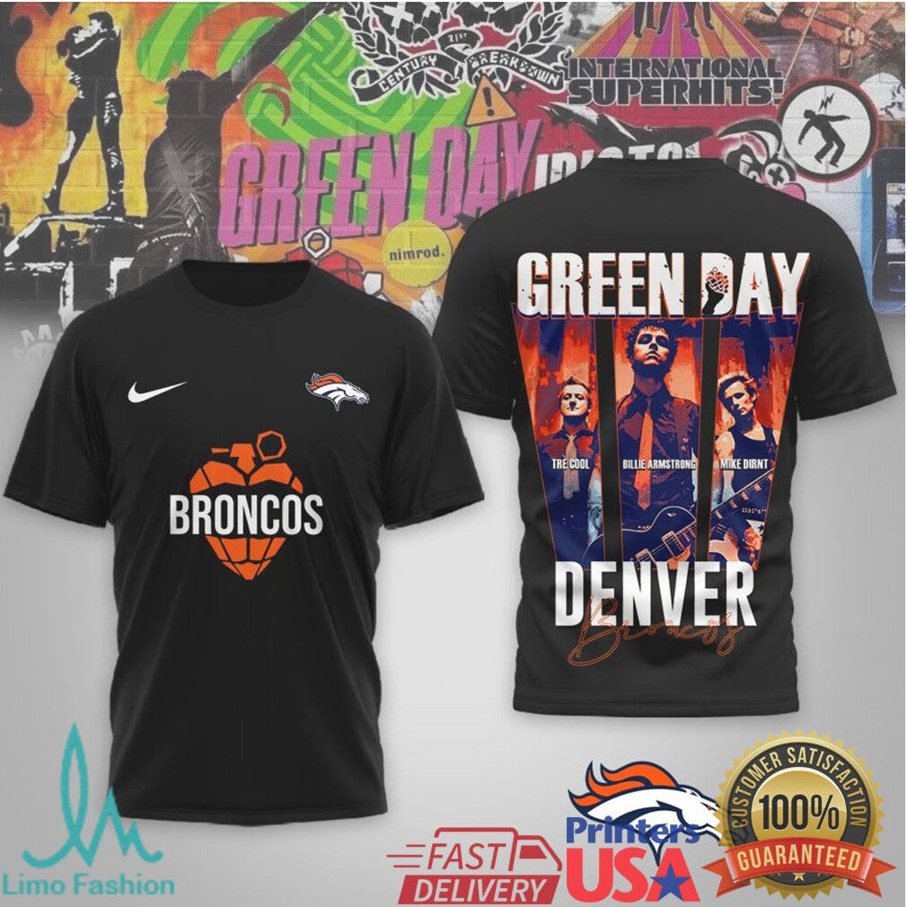 Denver Broncos x Green Day Band Mashup T Shirt American Idiot Style NFL Tee - Limotees LLC