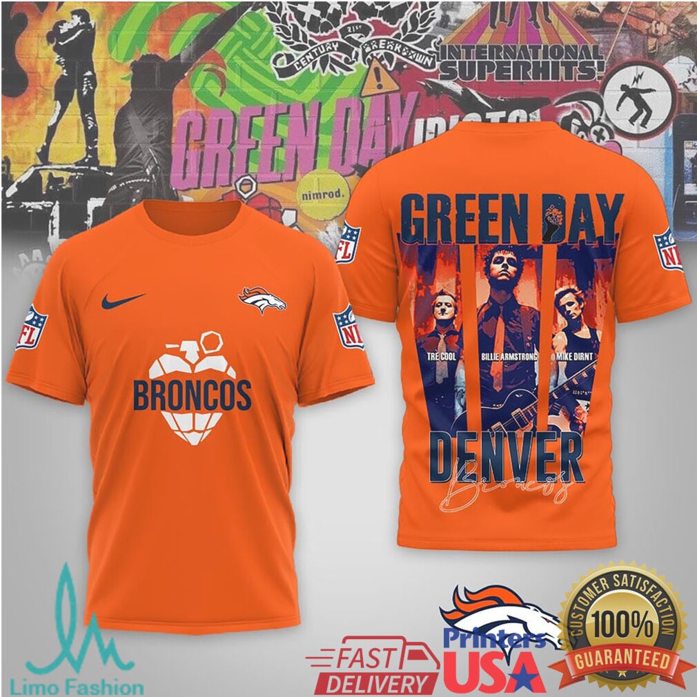 Denver Broncos x Green Day Band Mashup T Shirt American Idiot Style NFL Tee - Limotees LLC