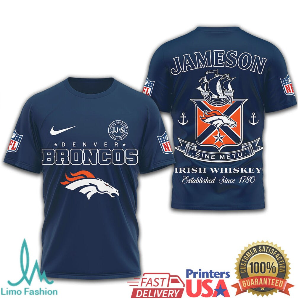 Denver Broncos x Jameson Irish Whiskey Sine Metu Graphic T Shirt - Limotees LLC