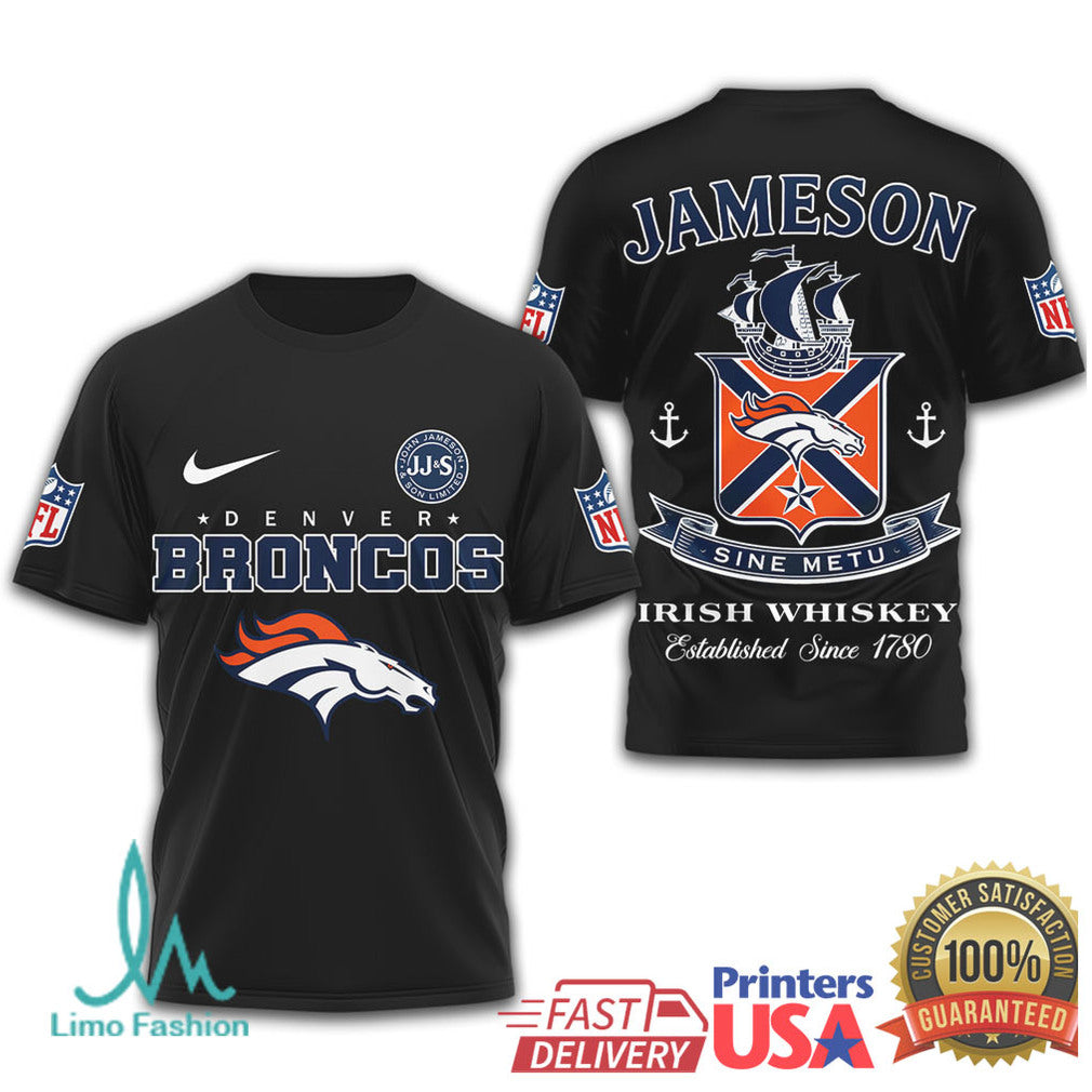 Denver Broncos x Jameson Irish Whiskey Sine Metu Graphic T Shirt - Limotees LLC