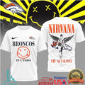 Denver Broncos x Nirvana In Utero Retro Rock Fusion T Shirt - Limotees LLC