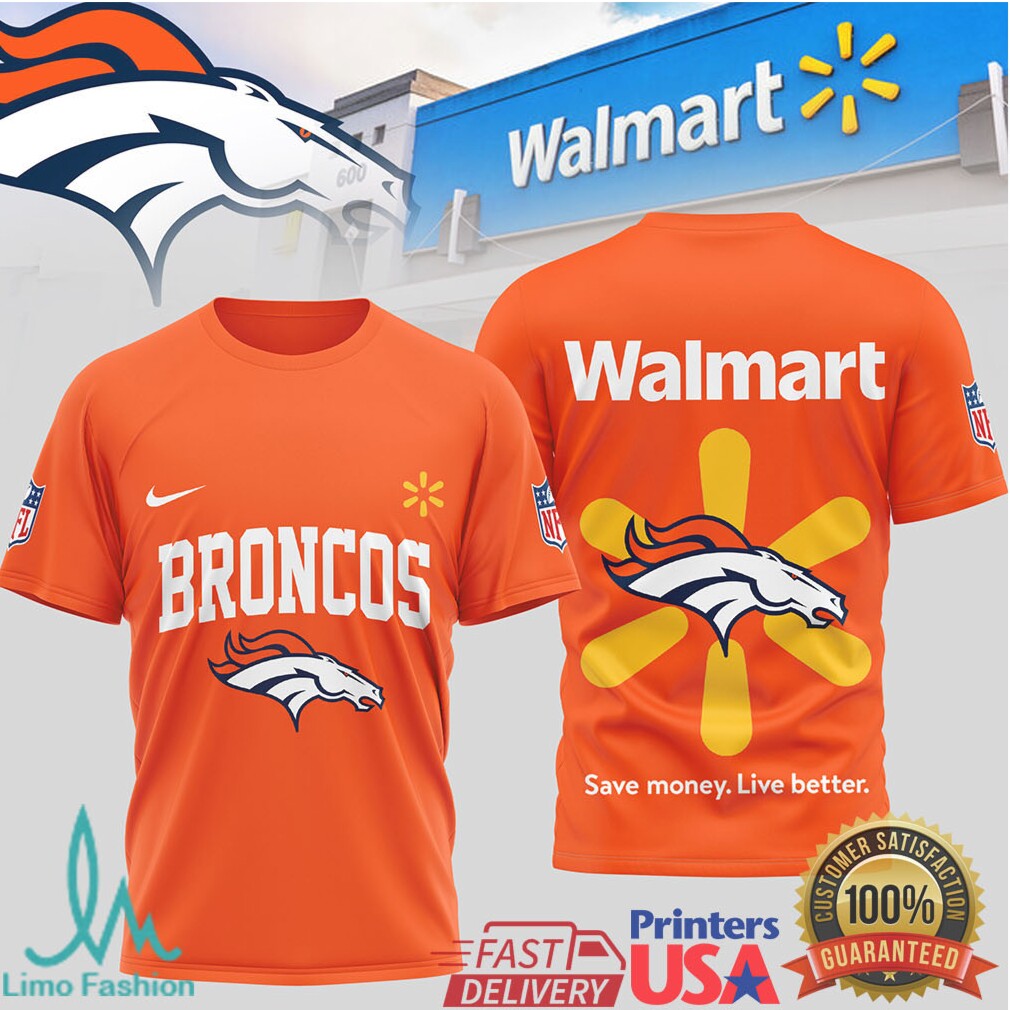 Denver Broncos x Walmart Collaboration Dual Brand Sportswear T Shirt - Limotees LLC
