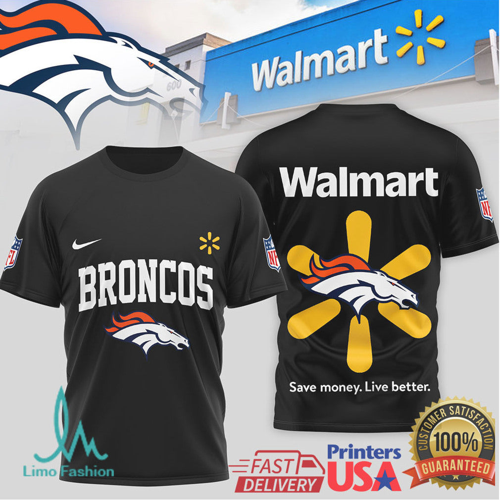 Denver Broncos x Walmart Collaboration Dual Brand Sportswear T Shirt - Limotees LLC