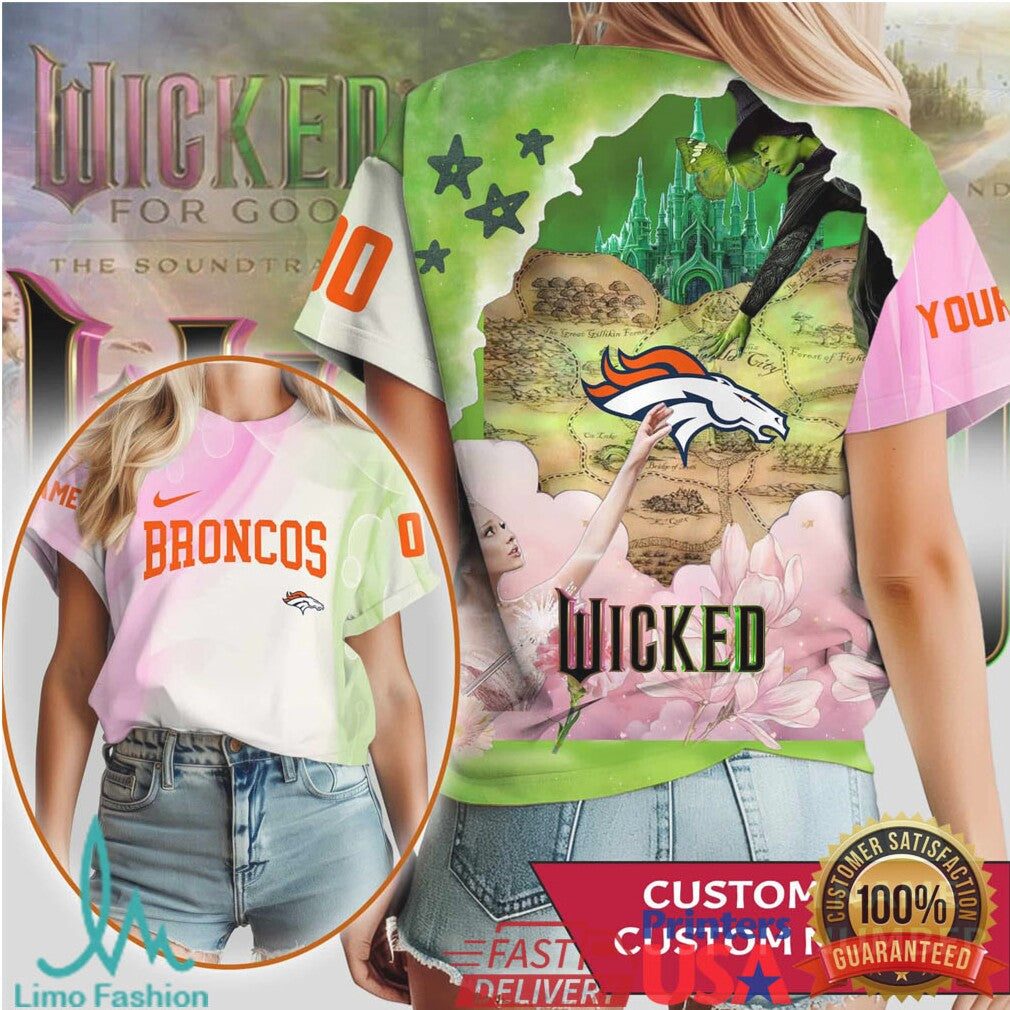 Denver Broncos x Wicked Musical Mashup Custom Name Fan Apparel - Limotees LLC