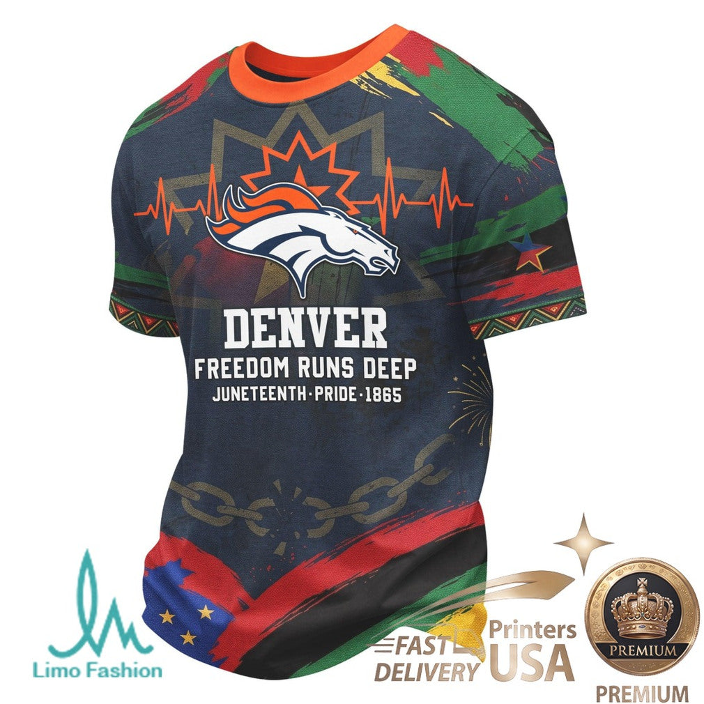 Denver Football Juneteenth Freedom Day Bleed Orange T Shirt - Limotees LLC