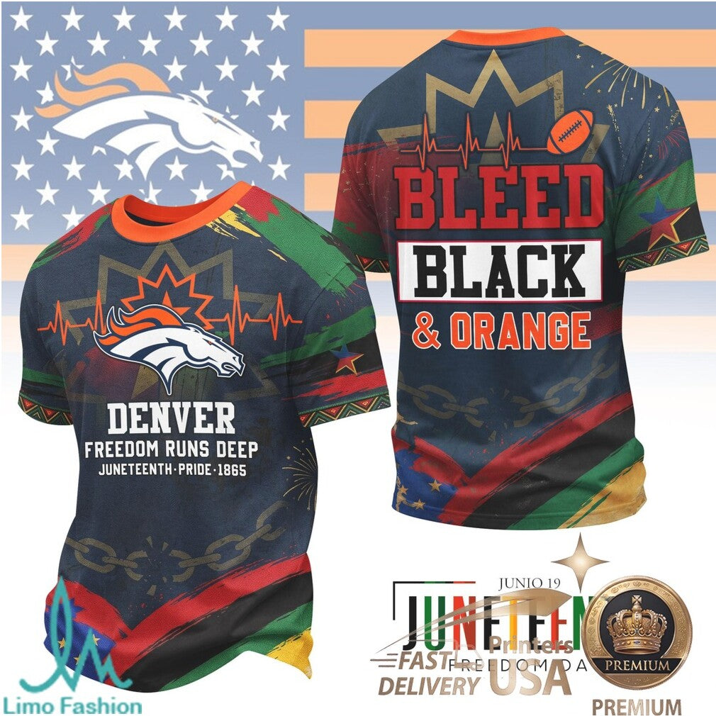 Denver Football Juneteenth Freedom Day Bleed Orange T Shirt - Limotees LLC